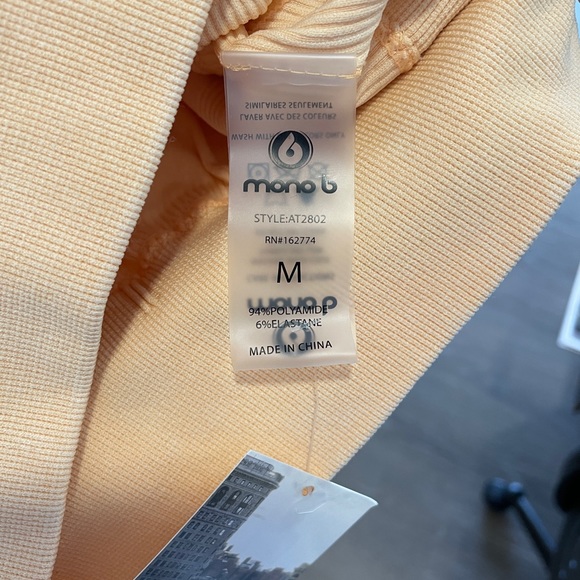 Mono B Peach Ribbed Seamless Workout Set Sports Bra & Leggings Athleisure NWT M - Picture 13 of 15
